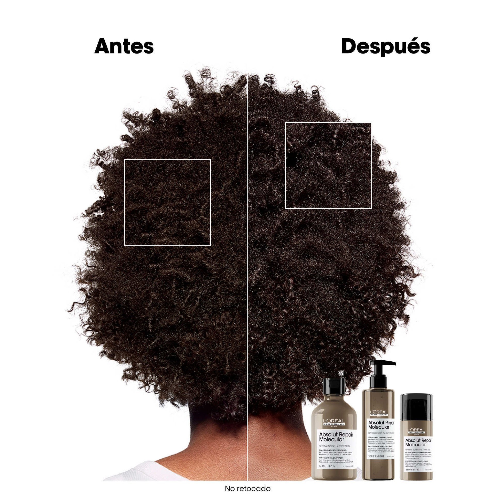 absolut repair molecular mascarilla sin enjuague antes y después